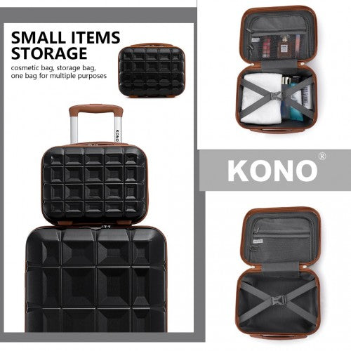 K2292L - Kono 13 Inch Lightweight Hard Shell ABS Vanity Case - Black And Brown