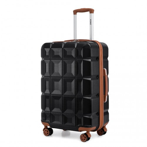 K2292L - Kono 24 Inch Lightweight Hard Shell ABS Suitcase With TSA Lock - Black And Brown