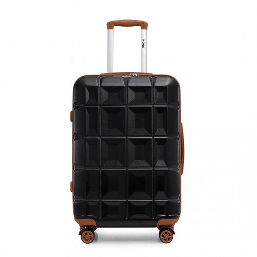 K2292L - Kono 24 Inch Lightweight Hard Shell ABS Suitcase With TSA Lock - Black And Brown