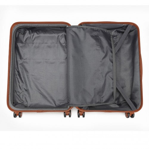 K2292L - Kono 24 Inch Lightweight Hard Shell ABS Suitcase With TSA Lock - Black And Brown