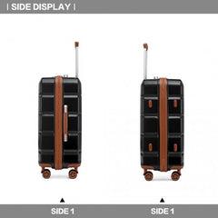 K2292L - Kono 24 Inch Lightweight Hard Shell ABS Suitcase With TSA Lock - Black And Brown