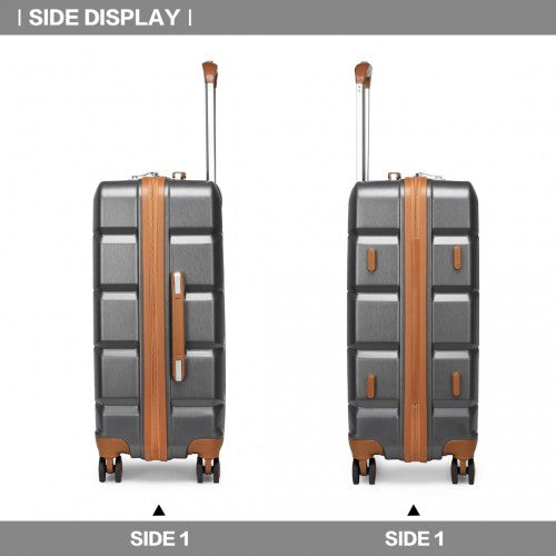 K2292L - Kono 24 Inch Lightweight Hard Shell ABS Suitcase With TSA Lock - Grey