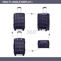 K2292L - Kono Lightweight Hard Shell ABS Suitcase With TSA Lock And Vanity Case 4 Piece Set - Navy