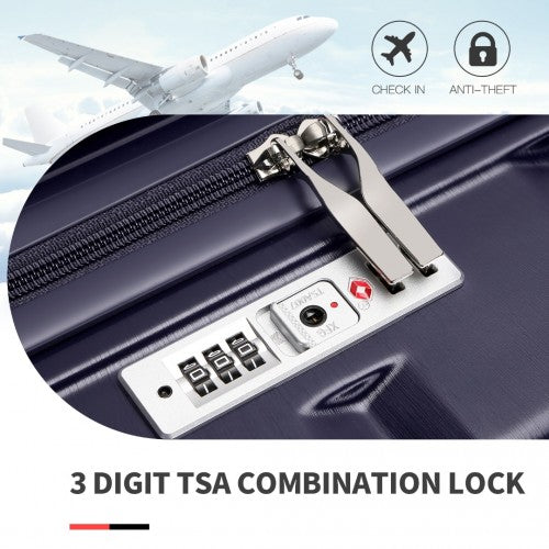 K2292L - Kono 20 Inch Lightweight Hard Shell ABS Luggage Cabin Suitcase With TSA Lock - Navy