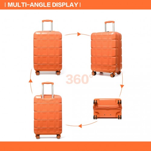 K2292L - Kono 20 Inch Lightweight Hard Shell ABS Luggage Cabin Suitcase With TSA Lock - Orange