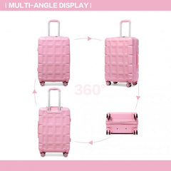 K2292L - Kono Lightweight Hard Shell ABS Suitcase With TSA Lock And Vanity Case 4 Piece Set - Pink