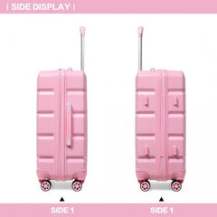 K2292L - Kono Lightweight Hard Shell ABS Suitcase With TSA Lock And Vanity Case 4 Piece Set - Pink