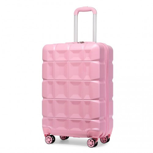 K2292L - Kono 20 Inch Lightweight Hard Shell ABS Luggage Cabin Suitcase With TSA Lock - Pink