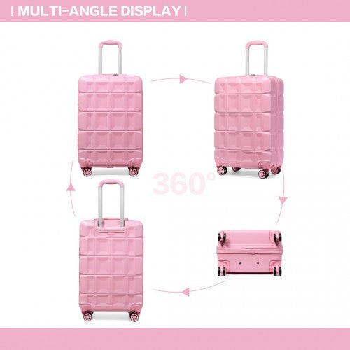 K2292L - Kono 20 Inch Lightweight Hard Shell ABS Luggage Cabin Suitcase With TSA Lock - Pink