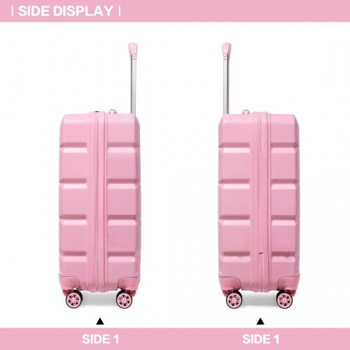 K2292L - Kono 20 Inch Lightweight Hard Shell ABS Luggage Cabin Suitcase With TSA Lock - Pink