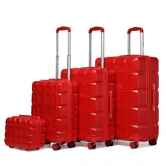 K2292L - Kono Lightweight Hard Shell ABS Suitcase With TSA Lock And Vanity Case 4 Piece Set - Red