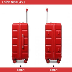 K2292L - Kono Lightweight Hard Shell ABS Suitcase With TSA Lock And Vanity Case 4 Piece Set - Red