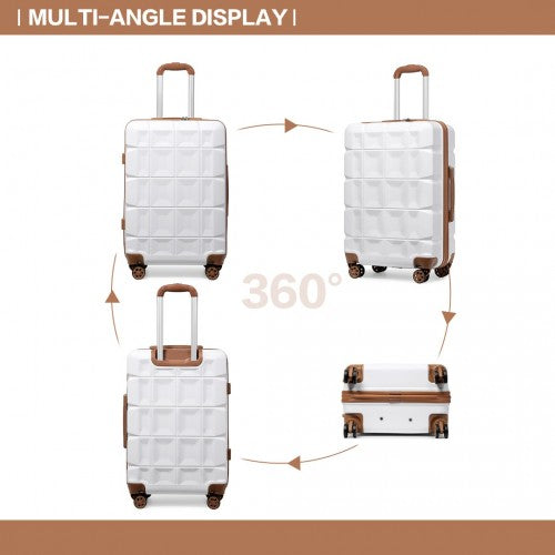 K2292L - Kono Lightweight Hard Shell ABS Suitcase With TSA Lock And Vanity Case 4 Piece Set - White