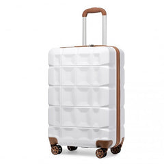 K2292L - Kono 20 Inch Lightweight Hard Shell ABS Luggage Cabin Suitcase With TSA Lock - White