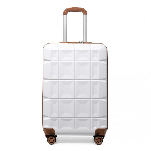 K2292L - Kono 20 Inch Lightweight Hard Shell ABS Luggage Cabin Suitcase With TSA Lock - White