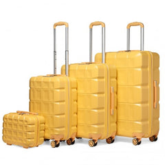 K2292L - Kono Lightweight Hard Shell ABS Suitcase With TSA Lock And Vanity Case 4 Piece Set - Yellow