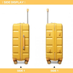 K2292L - Kono Lightweight Hard Shell ABS Suitcase With TSA Lock And Vanity Case 4 Piece Set - Yellow