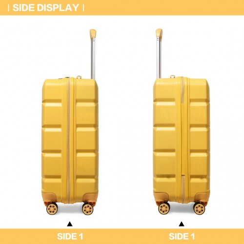 K2292L - Kono 20 Inch Lightweight Hard Shell ABS Luggage Cabin Suitcase With TSA Lock - Yellow