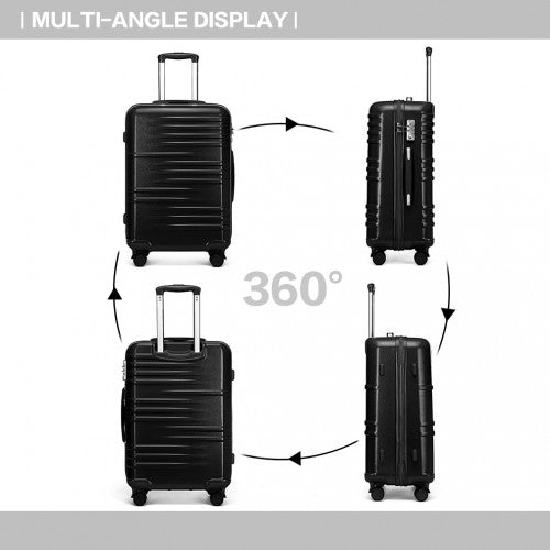 K2391L - British Traveller 24 Inch Durable Polycarbonate and ABS Hard Shell Suitcase With TSA Lock - Black