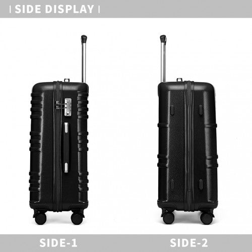 K2391L - British Traveller 24 Inch Durable Polycarbonate and ABS Hard Shell Suitcase With TSA Lock - Black