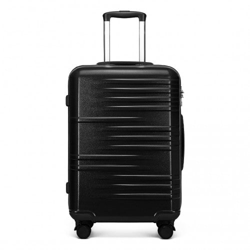 K2391L - British Traveller 24 Inch Durable Polycarbonate and ABS Hard Shell Suitcase With TSA Lock - Black