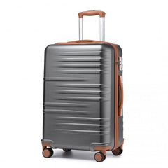 K2391L - British Traveller 28 Inch Durable Polycarbonate and ABS Hard Shell Suitcase With TSA Lock - Grey And Brown