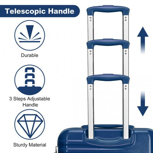 K2391L - British Traveller 3 Pcs Set Durable Polycarbonate and ABS Hard Shell Suitcase With TSA Lock - Navy