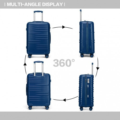 K2391L - British Traveller 24 Inch Durable Polycarbonate and ABS Hard Shell Suitcase With TSA Lock - Navy