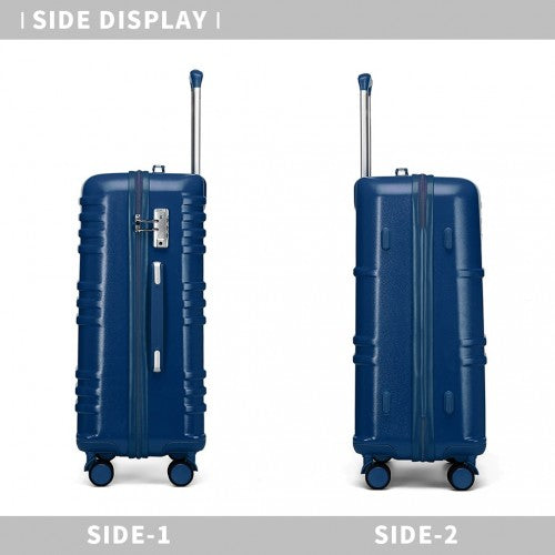 K2391L - British Traveller 24 Inch Durable Polycarbonate and ABS Hard Shell Suitcase With TSA Lock - Navy