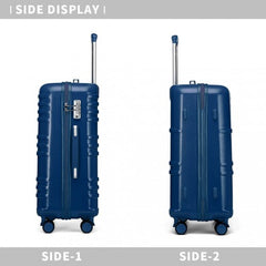 K2391L - British Traveller 3 Pcs Set Durable Polycarbonate and ABS Hard Shell Suitcase With TSA Lock - Navy