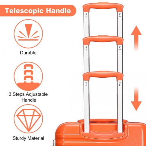 K2391L - British Traveller 3 Pcs Set Durable Polycarbonate and ABS Hard Shell Suitcase With TSA Lock - Orange