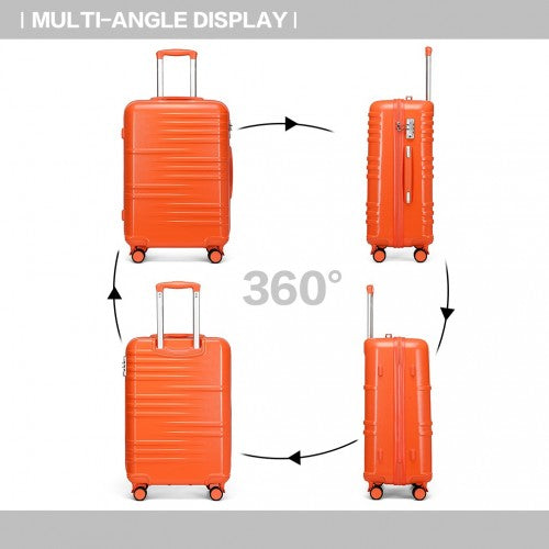 K2391L - British Traveller 24 Inch Durable Polycarbonate and ABS Hard Shell Suitcase With TSA Lock - Orange