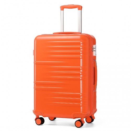 K2391L - British Traveller 24 Inch Durable Polycarbonate and ABS Hard Shell Suitcase With TSA Lock - Orange