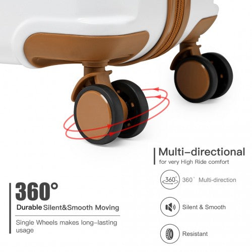 K2391L - British Traveller 20 Inch Durable Polycarbonate and ABS Hard Shell Suitcase With TSA Lock - White