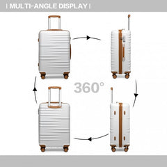 K2391L - British Traveller 3 Pcs Set Durable Polycarbonate and ABS Hard Shell Suitcase With TSA Lock - White