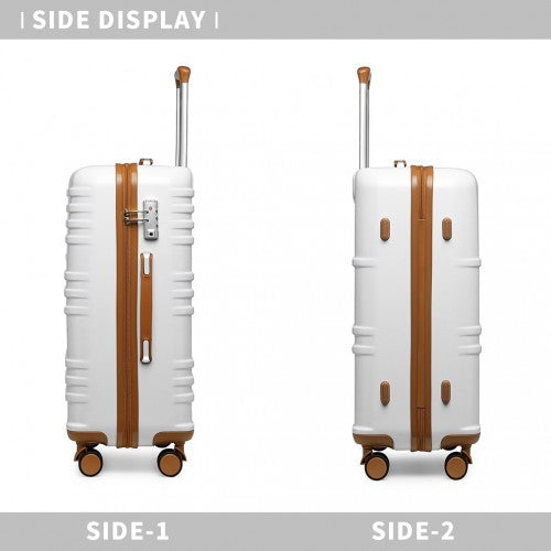 K2391L - British Traveller 24 Inch Durable Polycarbonate and ABS Hard Shell Suitcase With TSA Lock - White