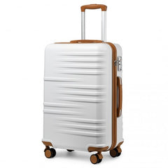 K2391L - British Traveller 24 Inch Durable Polycarbonate and ABS Hard Shell Suitcase With TSA Lock - White