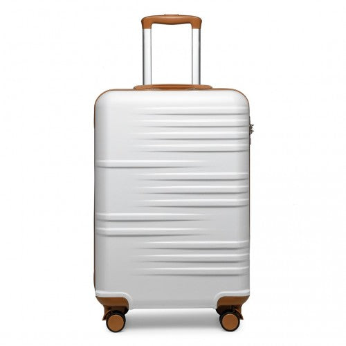 K2391L - British Traveller 20 Inch Durable Polycarbonate and ABS Hard Shell Suitcase With TSA Lock - White