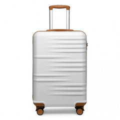 K2391L - British Traveller 20 Inch Durable Polycarbonate and ABS Hard Shell Suitcase With TSA Lock - White