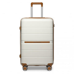 K2392L - British Traveller 20 Inch Multi-Texture Polypropylene Hard Shell Suitcase With TSA Lock - Cream