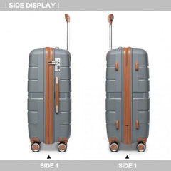 K2392L - British Traveller 28 Inch Multi-Texture Polypropylene Hard Shell Suitcase With TSA Lock - Grey And Brown