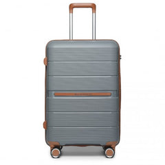 K2392L - British Traveller 28 Inch Multi-Texture Polypropylene Hard Shell Suitcase With TSA Lock - Grey And Brown