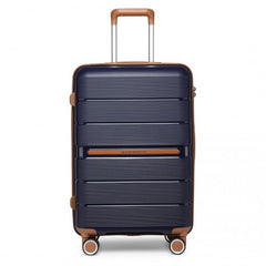 K2392L - British Traveller 24 Inch Multi-Texture Polypropylene Hard Shell Suitcase With TSA Lock - Navy