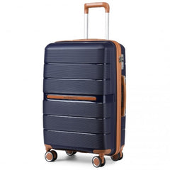 K2392L - British Traveller 24 Inch Multi-Texture Polypropylene Hard Shell Suitcase With TSA Lock - Navy