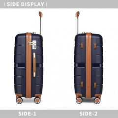 K2392L - British Traveller 20 Inch Multi-Texture Polypropylene Hard Shell Suitcase With TSA Lock - Navy