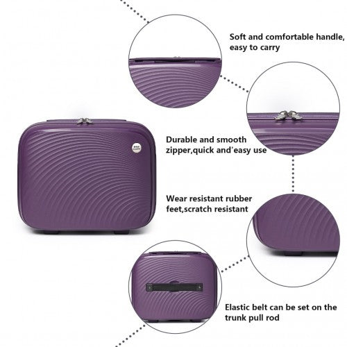 K2393L - British Traveller 4 Pcs Set Spinner Hard Shell PP Suitcase With TSA Lock And Vanity Case - Purple