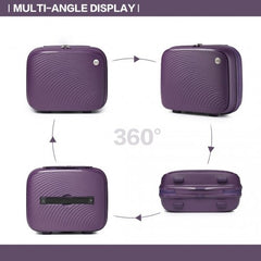 K2393L - British Traveller 4 Pcs Set Spinner Hard Shell PP Suitcase With TSA Lock And Vanity Case - Purple