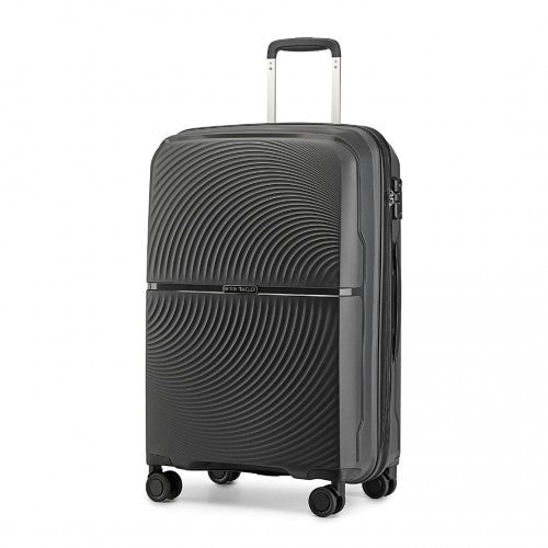 K2393L - British Traveller 24 Inch Spinner Hard Shell PP Suitcase With TSA Lock - Black