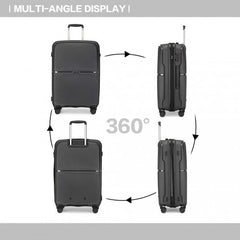 K2393L - British Traveller 24 Inch Spinner Hard Shell PP Suitcase With TSA Lock - Black