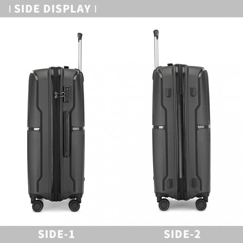 K2393L - British Traveller 20 Inch Spinner Hard Shell PP Suitcase With TSA Lock - Black